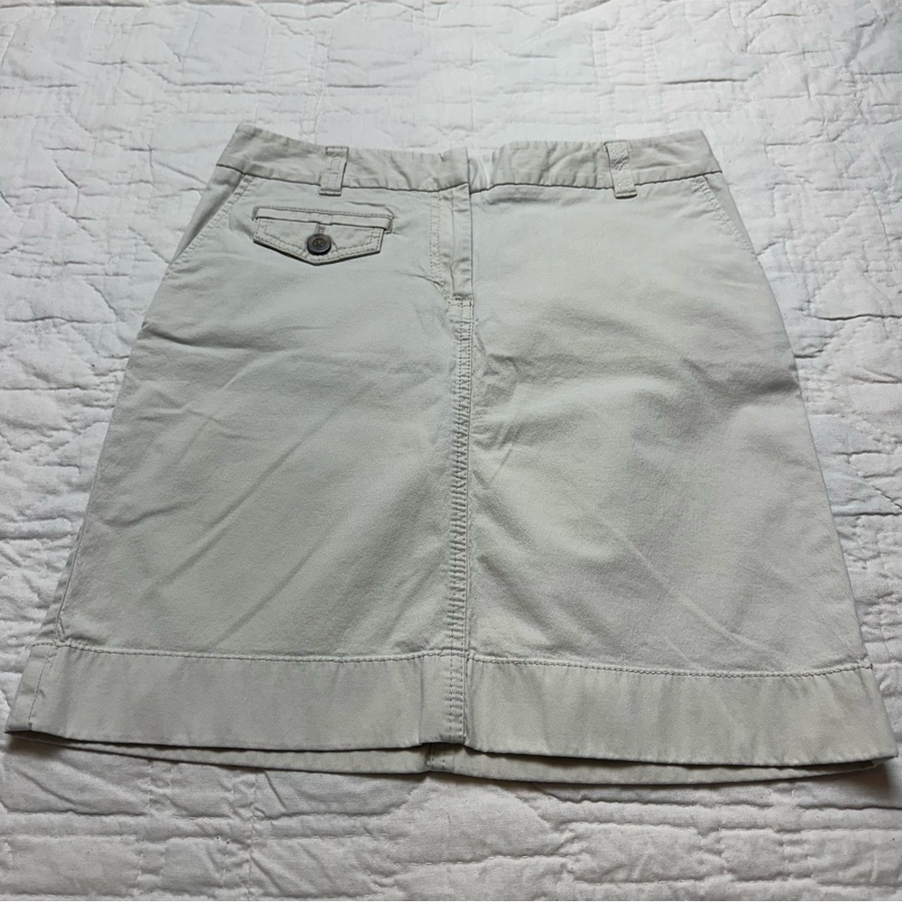 Ann Taylor Cream Cotton Stretch Utility A-Line Skirt Size 6 Quiet Luxury